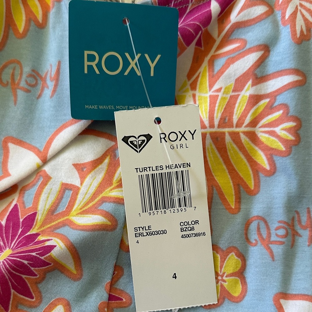Roxy Light Blue Floral Knit Romper with Pink & Yellow Blooms - Picture 5 of 5